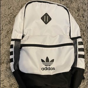 White and Black Adidas Backpack